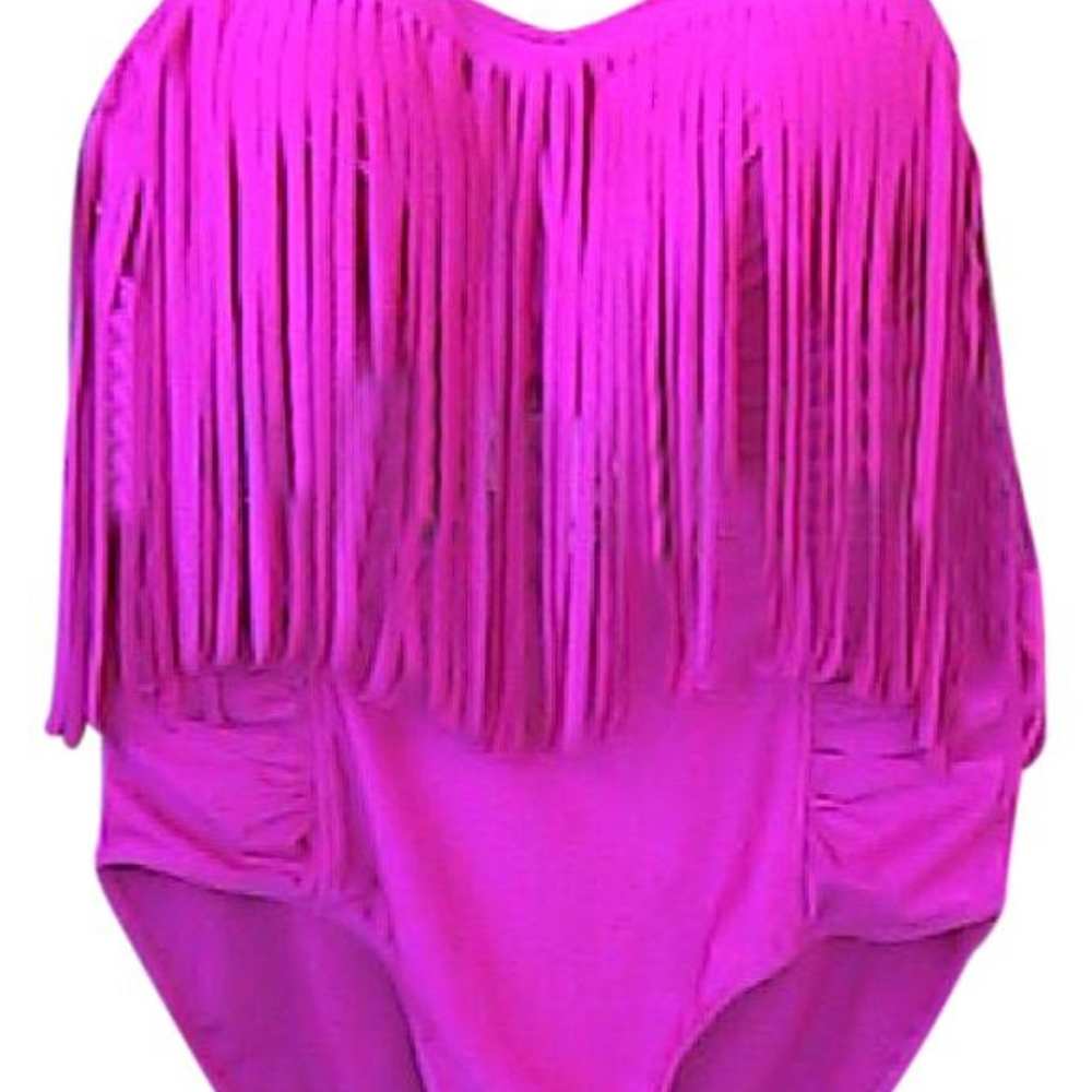 Fuschia 2Pc Tassel Bandage Push Up Padded